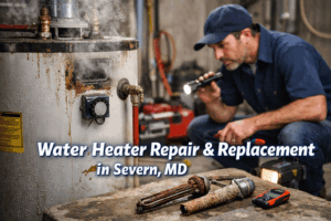 Water heater repair in Severn basement