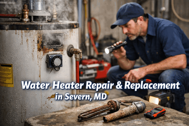Water heater repair in Severn basement